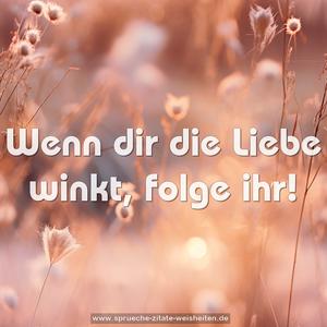 Wenn dir die Liebe winkt,
folge ihr!