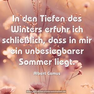 In den Tiefen des Winters erfuhr ich schließlich,
dass in mir ein unbesiegbarer Sommer liegt. 