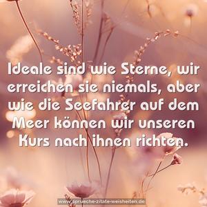 Ideale sind wie Sterne, wir erreichen sie niemals,
aber wie die Seefahrer auf dem Meer können wir unseren Kurs nach ihnen richten. 