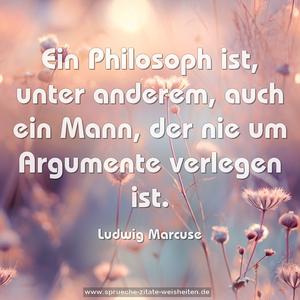 Ein Philosoph ist, unter anderem, auch ein Mann, 
der nie um Argumente verlegen ist.