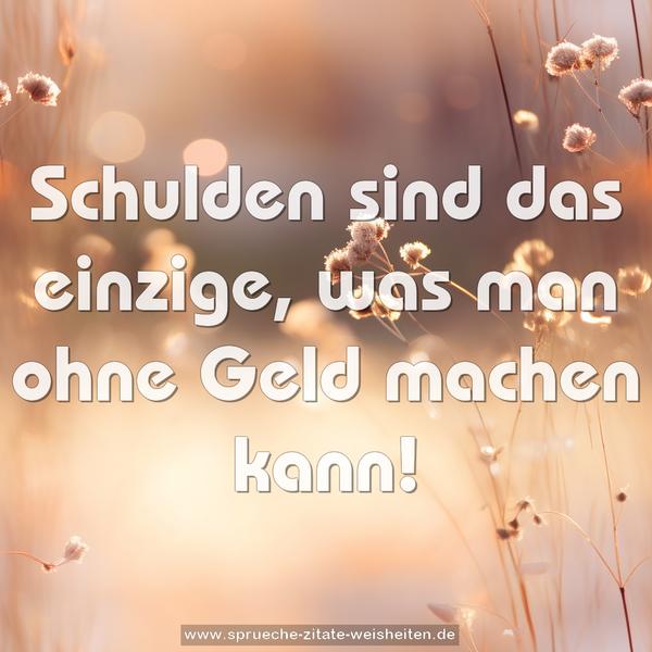 Schulden sind das einzige, was man ohne Geld machen kann!