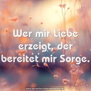 Wer mir Liebe erzeigt, der bereitet mir Sorge.