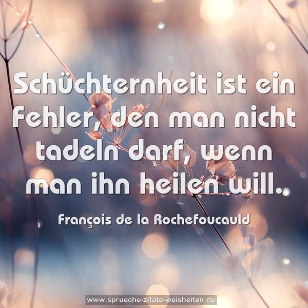 Schüchternheit ist ein Fehler, den man nicht tadeln darf, wenn man ihn heilen will.