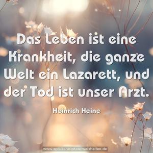 Das Leben ist eine Krankheit,
die ganze Welt ein Lazarett,
und der Tod ist unser Arzt.