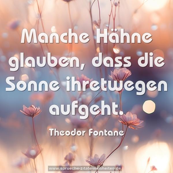 Manche Hähne glauben,
dass die Sonne ihretwegen aufgeht.