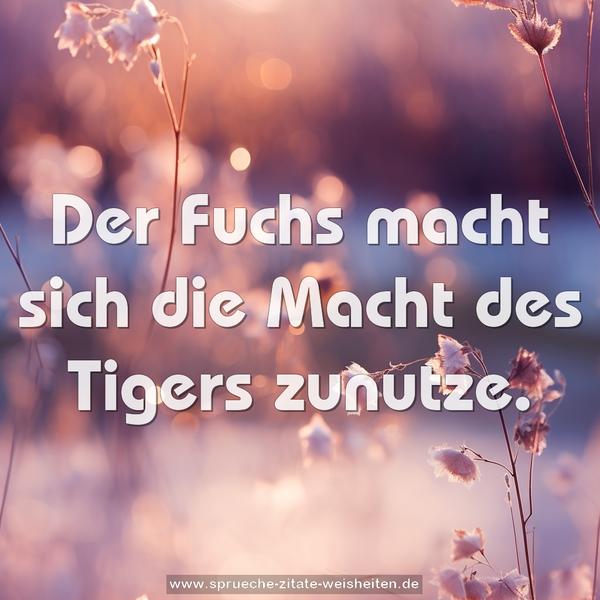 Der Fuchs macht sich die Macht des Tigers zunutze.