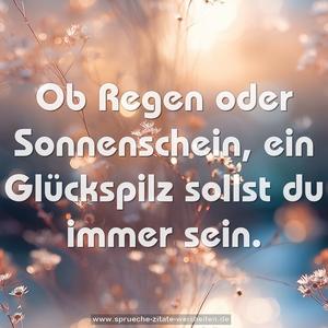 Ob Regen oder Sonnenschein,
ein Glückspilz sollst du immer sein.