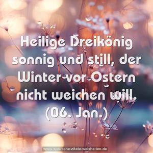 Heilige Dreikönig sonnig und still,
der Winter vor Ostern nicht weichen will.
(06. Jan.)