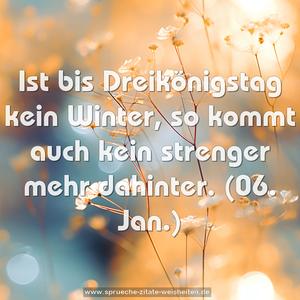 Ist bis Dreikönigstag kein Winter,
so kommt auch kein strenger mehr dahinter.
(06. Jan.)