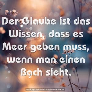 Der Glaube ist das Wissen, dass es Meer geben muss,
wenn man einen Bach sieht.