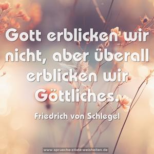 Gott erblicken wir nicht,
aber überall erblicken wir Göttliches.