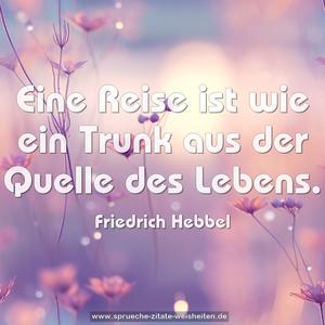 Eine Reise ist wie ein Trunk aus der Quelle des Lebens. 