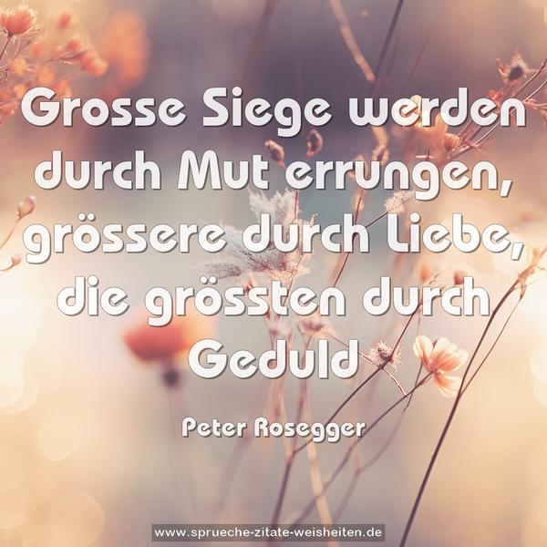 Grosse Siege werden durch Mut errungen,
grössere durch Liebe,
die grössten durch Geduld