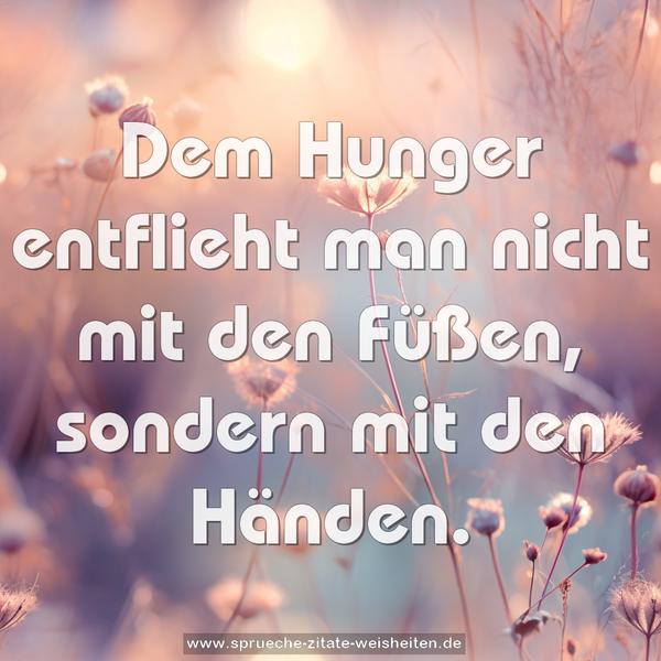 Dem Hunger entflieht man nicht mit den Füßen,
sondern mit den Händen.
