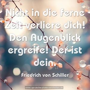 Nicht in die ferne Zeit verliere dich!
Den Augenblick ergreife! Der ist dein.