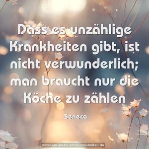 Dass es unzählige Krankheiten gibt,
ist nicht verwunderlich;
man braucht nur die Köche zu zählen