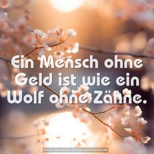 Ein Mensch ohne Geld ist wie ein Wolf ohne Zähne.