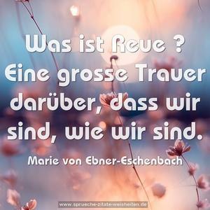 Was ist Reue ?
Eine grosse Trauer darüber,
dass wir sind, wie wir sind.