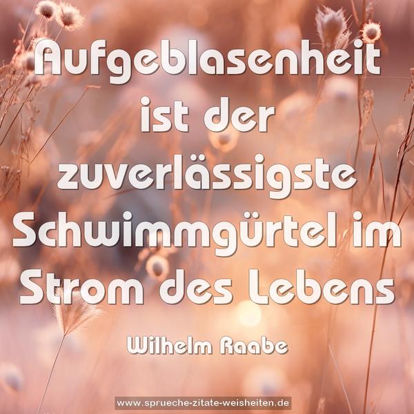 Aufgeblasenheit
ist der zuverlässigste Schwimmgürtel im Strom des Lebens