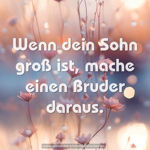 Wenn dein Sohn groß ist,
mache einen Bruder daraus.