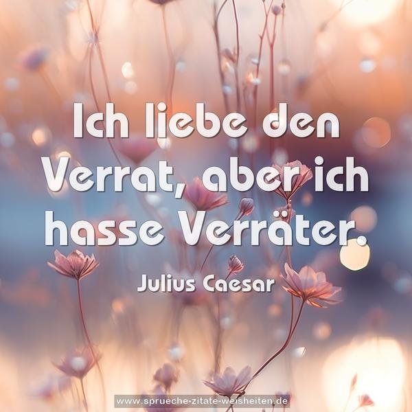 Ich liebe den Verrat, aber ich hasse Verräter.