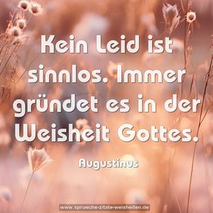 Kein Leid ist sinnlos. 
Immer gründet es in der Weisheit Gottes.