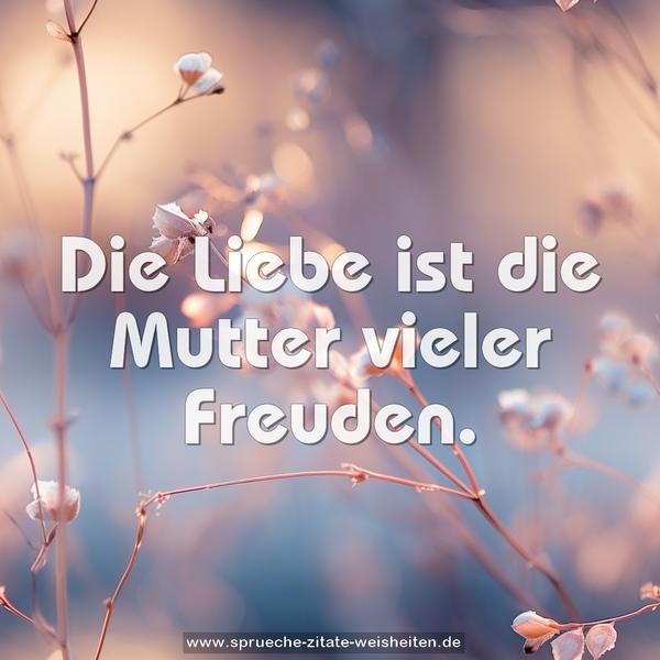 Die Liebe ist die Mutter vieler Freuden.