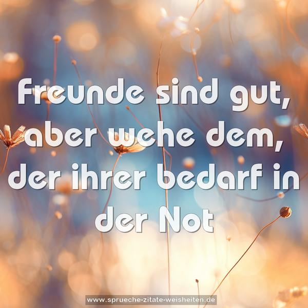 Freunde sind gut, aber wehe dem,
der ihrer bedarf in der Not