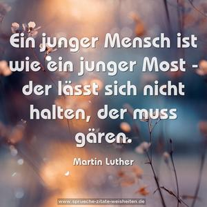 Ein junger Mensch ist wie ein junger Most - 
der lässt sich nicht halten, der muss gären.