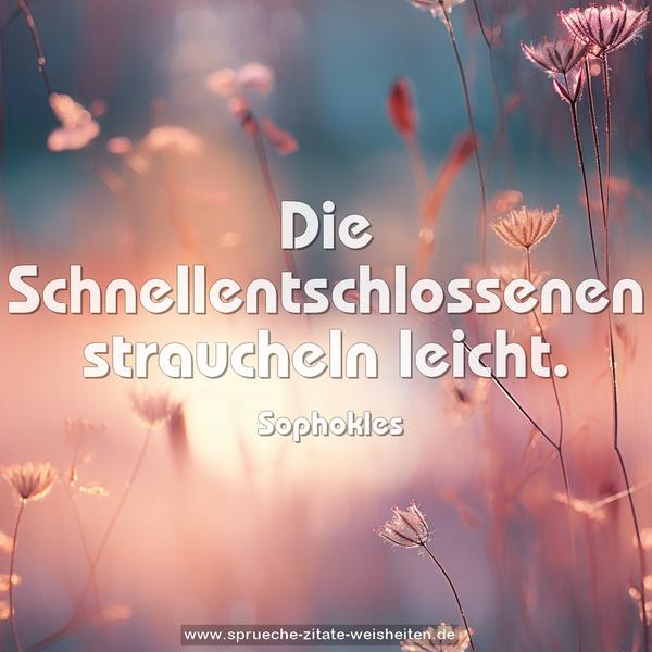 Die Schnellentschlossenen straucheln leicht.