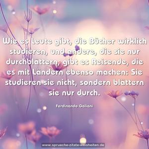 Wie es Leute gibt, die Bücher wirklich studieren, und andere, die sie nur durchblättern, gibt es Reisende, die es mit Ländern ebenso machen: Sie studieren sie nicht, sondern blättern sie nur durch.
 