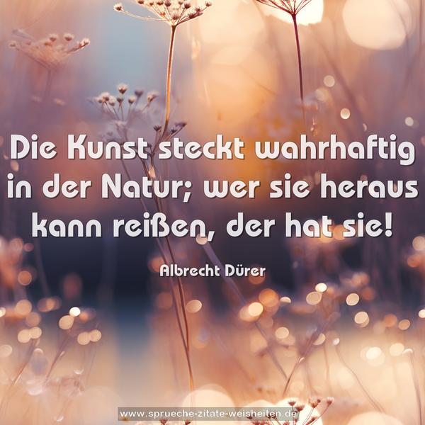 Die Kunst steckt wahrhaftig in der Natur;
wer sie heraus kann reißen, der hat sie!