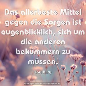 Das allerbeste Mittel gegen die Sorgen ist augenblicklich,
sich um die anderen bekümmern zu müssen.