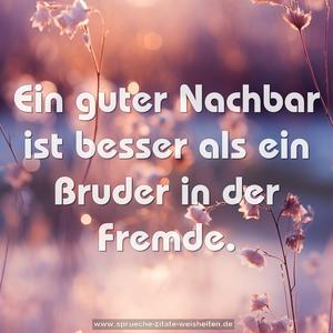 Ein guter Nachbar ist besser als ein Bruder in der Fremde.