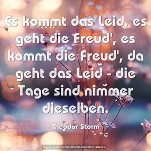 Es kommt das Leid,
es geht die Freud',
es kommt die Freud',
da geht das Leid -
die Tage sind nimmer dieselben.