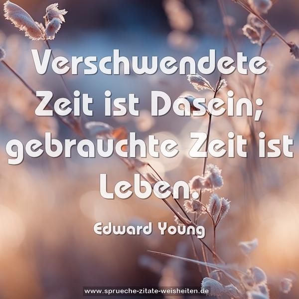 Verschwendete Zeit ist Dasein;
gebrauchte Zeit ist Leben.
