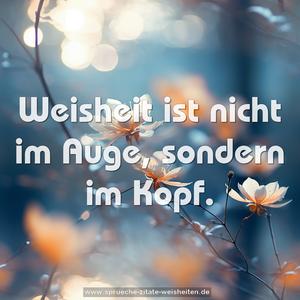 Weisheit ist nicht im Auge, sondern im Kopf.