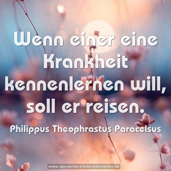 Wenn einer eine Krankheit kennenlernen will,
soll er reisen.