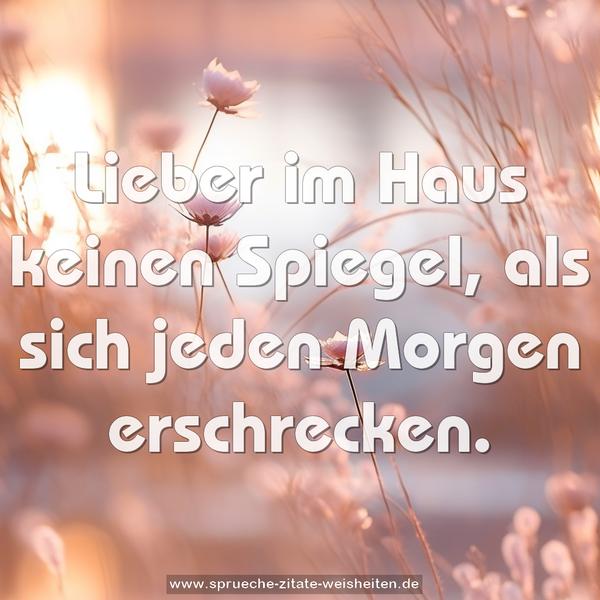 Lieber im Haus keinen Spiegel, als sich jeden Morgen erschrecken.