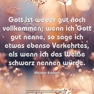 Gott ist weder gut noch vollkommen;
wenn ich Gott gut nenne, so sage ich etwas ebenso Verkehrtes, als wenn ich das Weiße schwarz nennen würde.