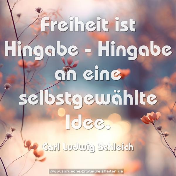 Freiheit ist Hingabe -
Hingabe an eine selbstgewählte Idee.