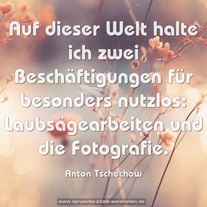 Auf dieser Welt halte ich zwei Beschäftigungen für besonders nutzlos: Laubsägearbeiten und die Fotografie.