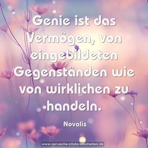 Genie ist das Vermögen, von eingebildeten Gegenständen
wie von wirklichen zu handeln.