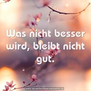 Was nicht besser wird, bleibt nicht gut.