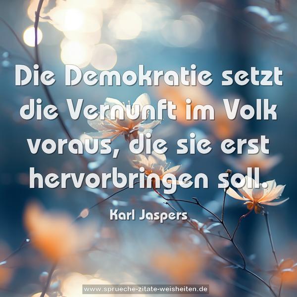 Die Demokratie setzt die Vernunft im Volk voraus,
die sie erst hervorbringen soll.