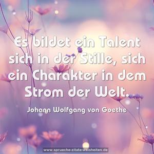 Es bildet ein Talent sich in der Stille,
sich ein Charakter in dem Strom der Welt.