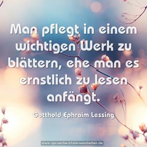 Man pflegt in einem wichtigen Werk zu blättern,
ehe man es ernstlich zu lesen anfängt.