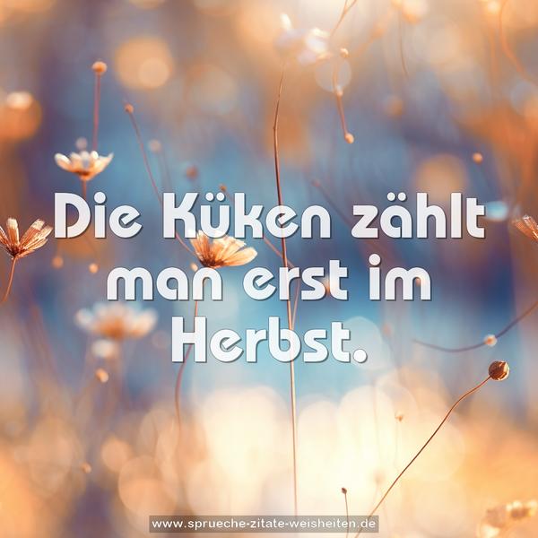 Die Küken zählt man erst im Herbst. 