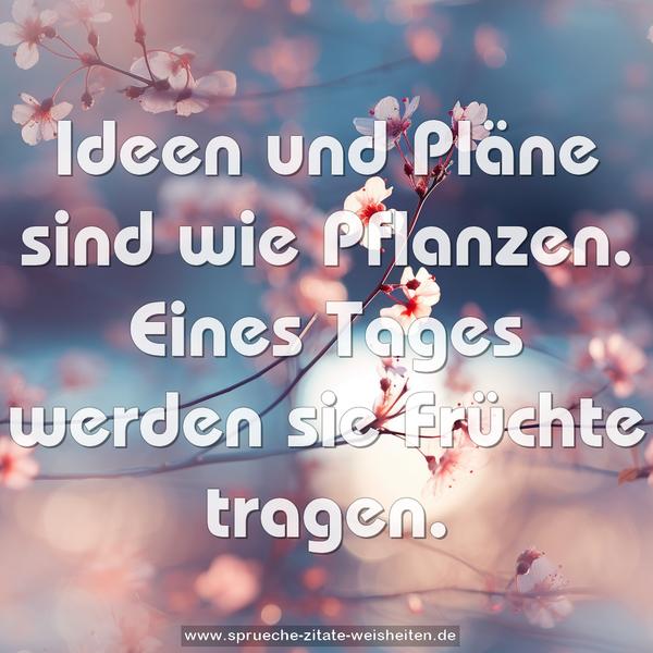 Ideen und Pläne sind wie Pflanzen.
Eines Tages werden sie Früchte tragen.