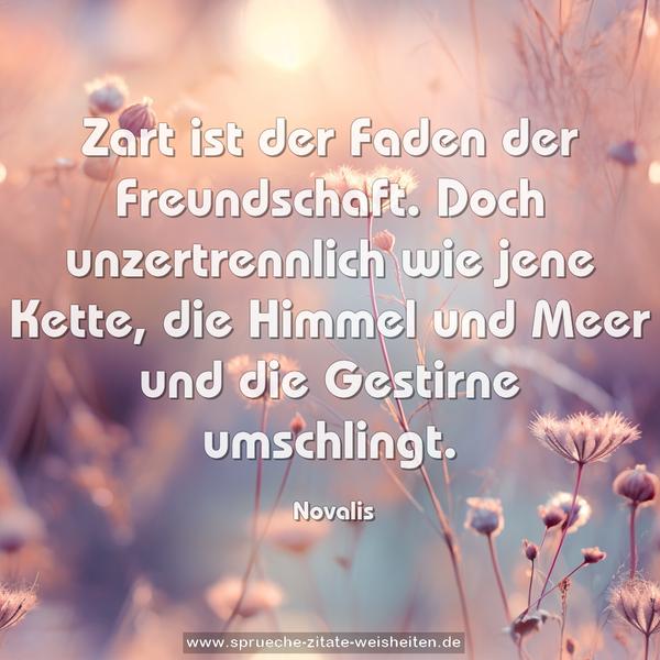 Zart ist der Faden der Freundschaft.
Doch unzertrennlich wie jene Kette,
die Himmel und Meer und die Gestirne umschlingt.